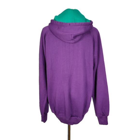 Vintage Macgregor Purple Hoodie Plain Large 26x28 Pullover Pocket Skate Grunge - Picture 8 of 17
